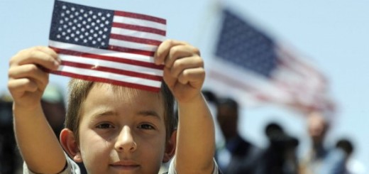 Child Holding US Flag